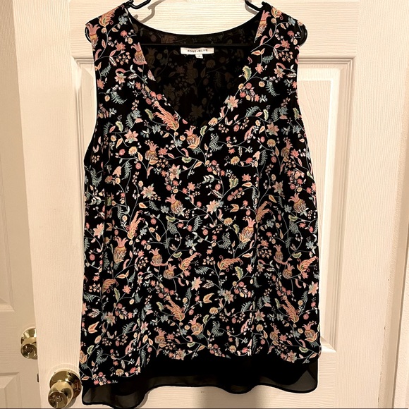 Rose & Olive Tops - Rose and Olive floral, black and multi color tank top size 1x